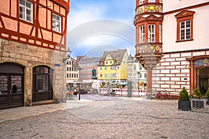 Historic town of Coburg main square Marktplatz colorful architecture view