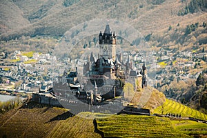 Historic town of Cochem with Reichsburg, Rheinland-Pfalz, Germany