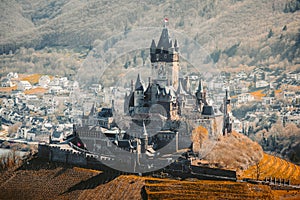 Historic town of Cochem with Reichsburg, Rheinland-Pfalz, Germany