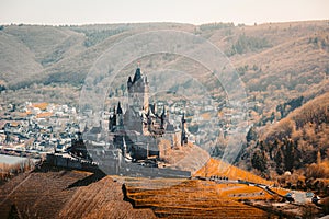 Historic town of Cochem with Reichsburg, Rheinland-Pfalz, Germany