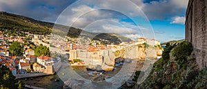 Historic town of Dubrovnik at sunset, Dalmatia, Croatia