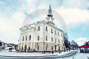 Beautiful town hall in main square, Kezmarok, Slovakia