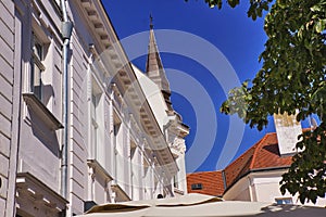historic town houses and rooftop in Wiener Neustadt, Austria