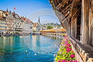 Historic town of Lucerne with Chapel Bridge, Switzerland