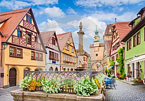 Historic town of Rothenburg ob der Tauber, Franconia, Bavaria, Germany