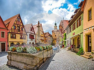 Historic town of Rothenburg ob der Tauber, Franconia, Bavaria, Germany