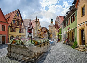 Historic town of Rothenburg ob der Tauber, Franconia, Bavaria, Germany