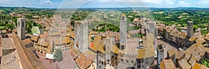 Historic town of San Gimignano with Tuscan countryside, Tuscany, Italy