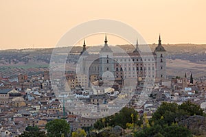 Historic town of Toledo with fortress Alcazar, Spain