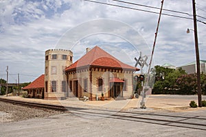 Historic Train Depot in Waxahachie, TX Cloudy Sky