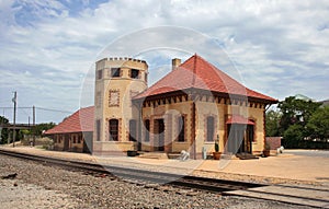 Historic Train Depot in Waxahachie, TX Cloudy Sky