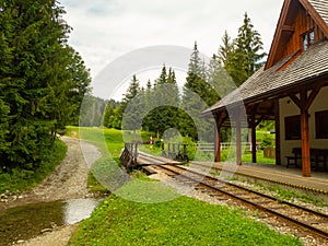 Historic train station in open-air museum in Slovakia