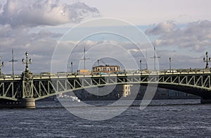 Historic tram on Troitskiy bridge