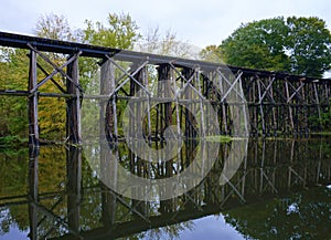 Historic Trestle Bridge in Early Autum in Hamilton, Michigan