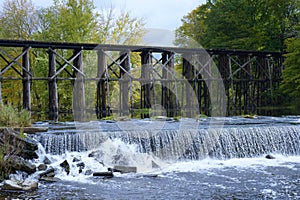 Historic Trestle Bridge in Early Autum in Hamilton, Michigan