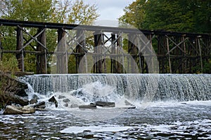 Historic Trestle Bridge in Early Autum in Hamilton, Michigan