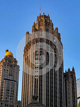 Historic Tribune Tower building in downtown Chicago