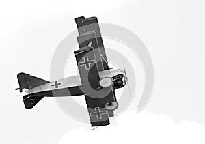 Historic triplane on the sky.