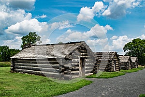 Revolutionary War historic cabin on a beautiful sunny day