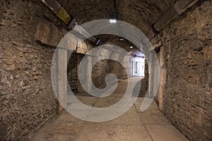 Historic underground corridor in the Colosseum