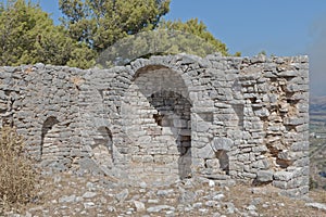 Historic unexplored remains of a stone church in Sarande Albania photo