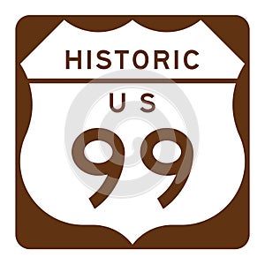 Historic us route 99 sign illustration