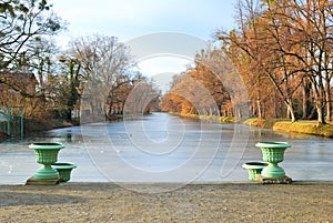 Historic Vases and Frozen Pond