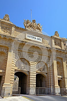 Historic Victoria Gate in Valletta, Malta.