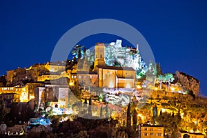 Historic village of Eze on stone cliff above Cote d Azur