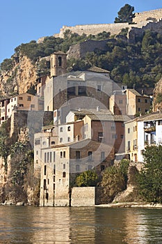 Historic village with medieval castle. Miravet, Tarragona. Catalunya, Spain