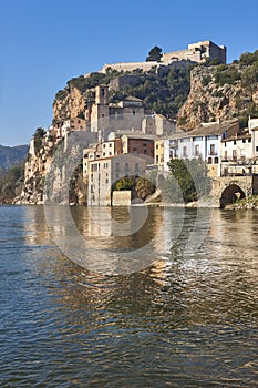 Historic village with medieval castle. Miravet, Tarragona. Catalunya, Spain photo