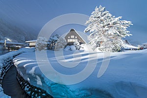 Historic village at Shirakawa-go, Japan in winter season