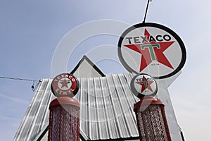 Historic, vintage Texaco gas station in Rawlins, WY