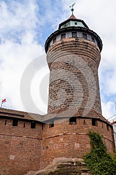 Historic wall and building of the Nuremberg castle, Bavaria, Germany