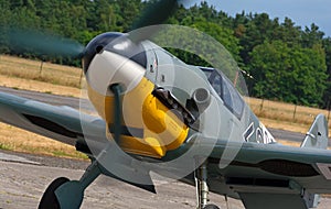 Historic warbird Me 109 with rotating propeller