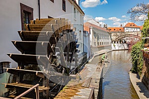 Historic water mill on Kampa Island in Prague, Czech Republic.