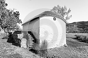 Historic water mill at Kromrivier Cederberg Park. Monochrome