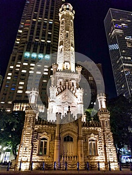 Historic water tower building in downtown Chicago
