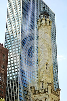 The historic water tower on Michigan Avenue in downtown Chicago