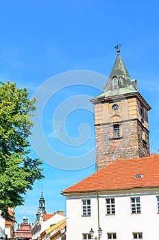 Historic Water Tower, Vodarenska vez, in Plzen, Czech Republic on a sunny day. Pilsen city, Western Bohemia, Czechia, Eastern