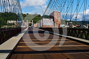 Historic Wheeling Suspension Bridge Cables + Deck - Ohio River - Wheeling, West Virginia