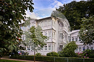 Historic white house at Baltic Sea coast in Binz. RÃ¼gen, Germany