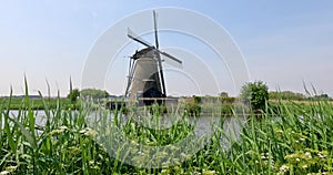 Historic wind mill at UNESCO world heritage site Kinderdijk in the Netherlands