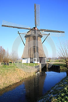 Historic Windmill De oude Doorn in the Province North Brabant, The Netherlands