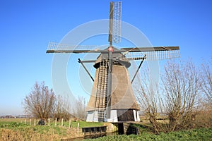 Historic Windmill De oude Doorn in the Province North Brabant, The Netherlands