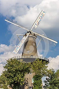 Historic windmill De Valk in the center of Leiden