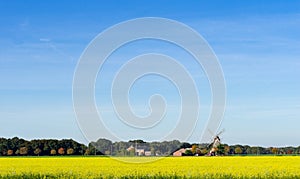 Historic windmill , field