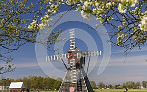 Historic windmill in Holland Michigan during spring time