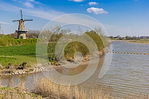 Historic windmill at the river in Gorinchem