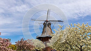 Historic Windmill in Windmill island gardens in Holland, Michigan